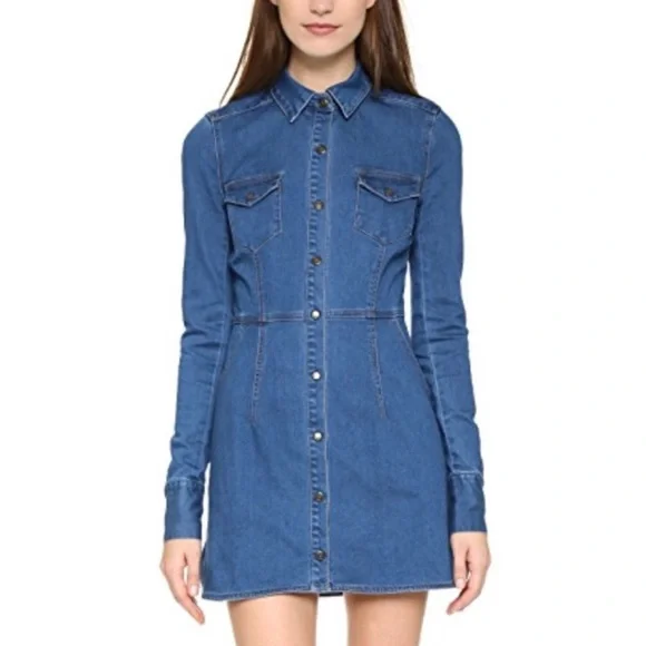 white christmas dresses Denim Structured Shirt Dress XS – OMNIA